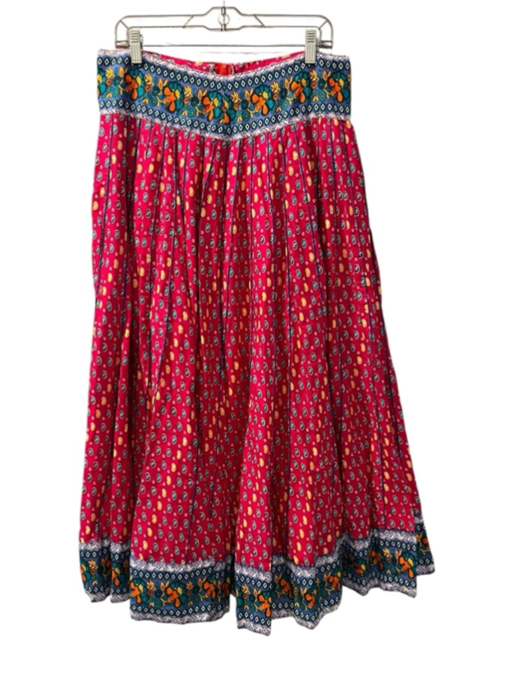 Vtg GANGOTRI Indian Cotton Maxi Medium Skirt Boho Hippie Festival Lined Concert